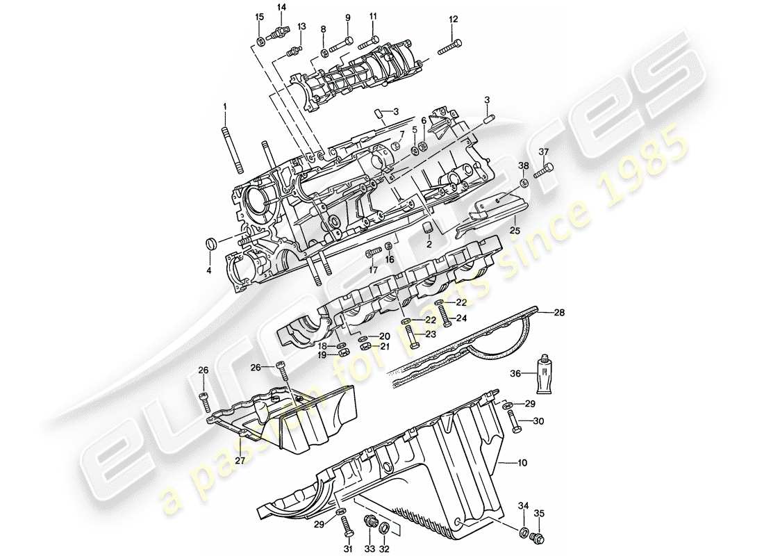 porsche 1988 (924s) carter - sujetadores diagrama de piezas