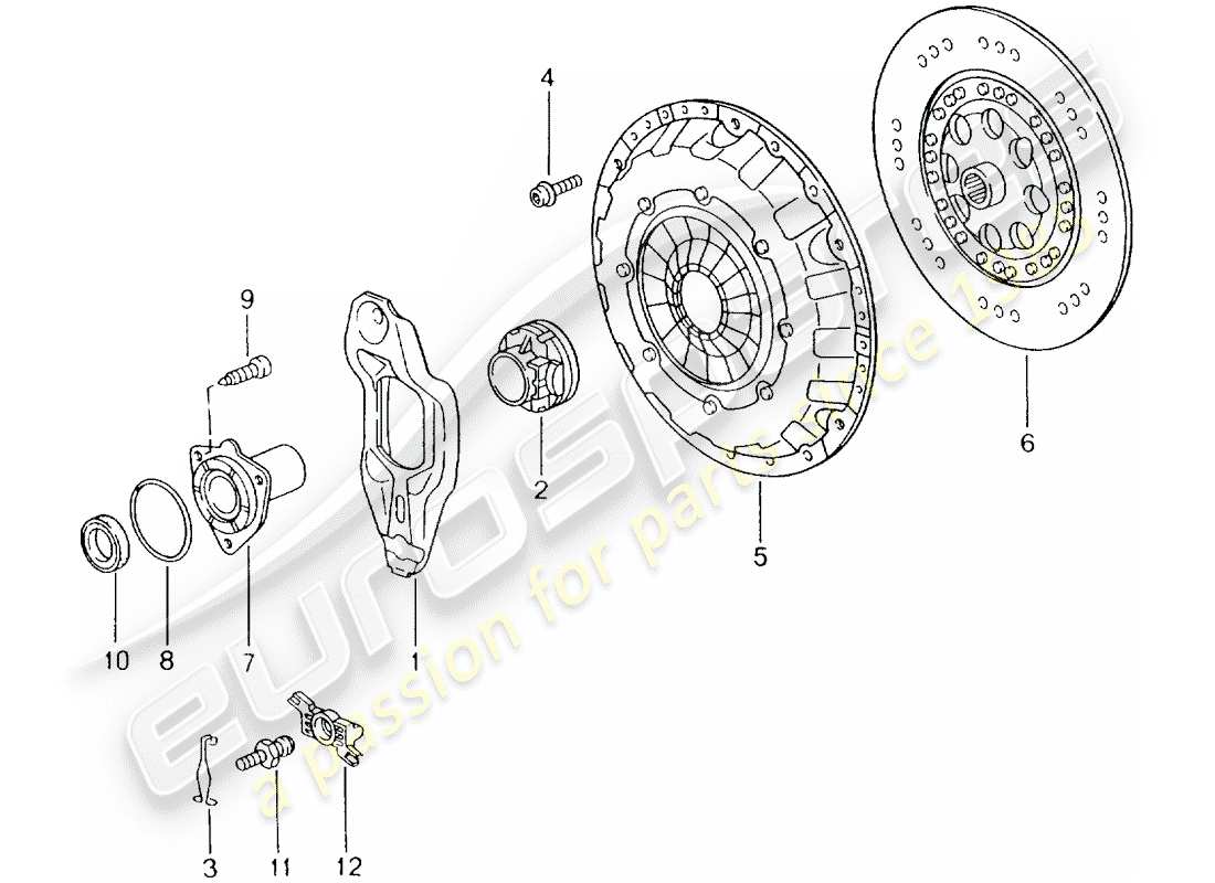 porsche 2004 (996) embrague diagrama de piezas
