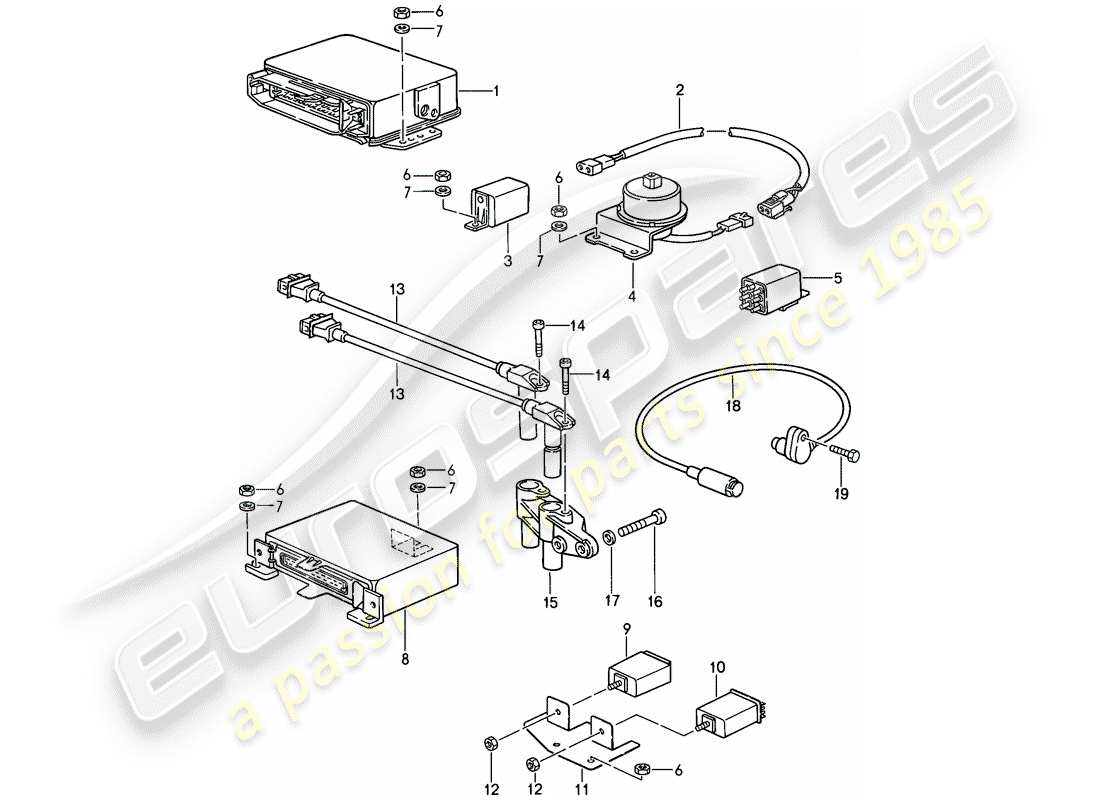 porsche 1989 (911) electricidad del motor 3 diagrama de piezas