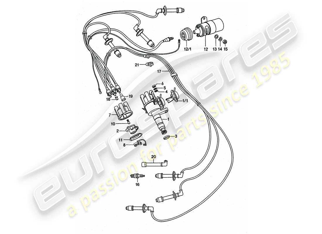 porsche 1976 (911 turbo) electricidad del motor diagrama de piezas