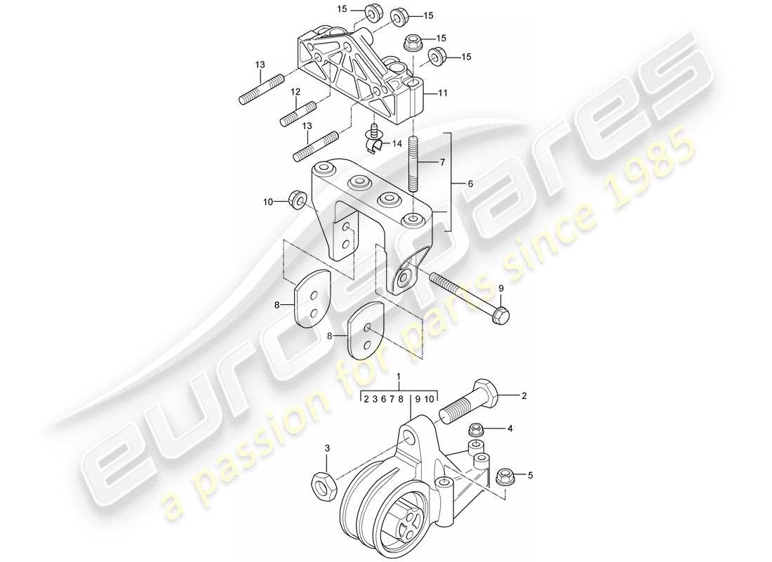 porsche 2004 (carrera gt) diagrama de piezas de suspensión del motor