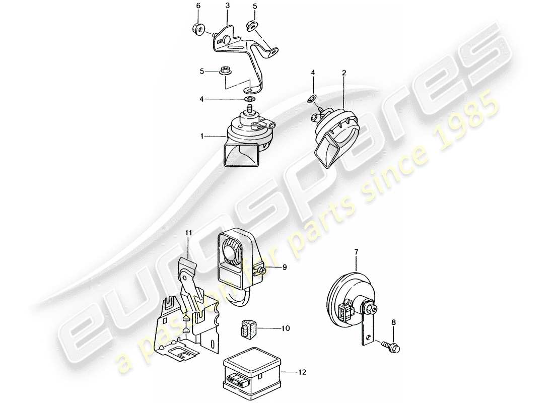 porsche 2003 (986 boxster) bocina fanfare - bocina - sistema de alarma diagrama de partes