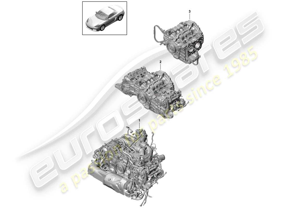 porsche 2018 (718 boxster) diagrama de piezas del motor de repuesto