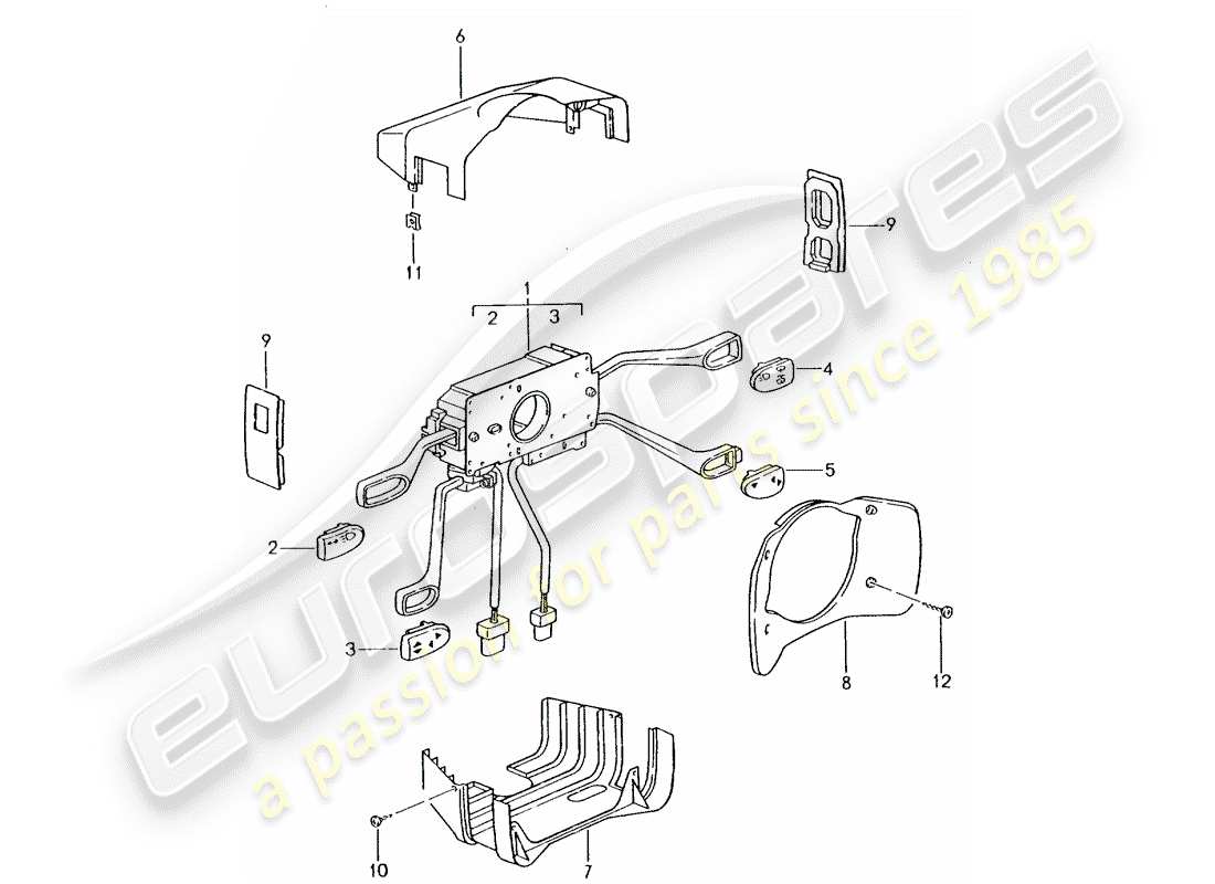 porsche 2002 (996 turbo / gt2) diagrama de piezas del interruptor de la columna de dirección