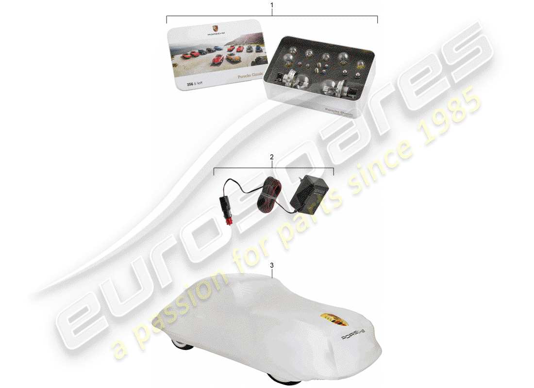 porsche 1965 (356b/356c) accesorios diagrama de piezas