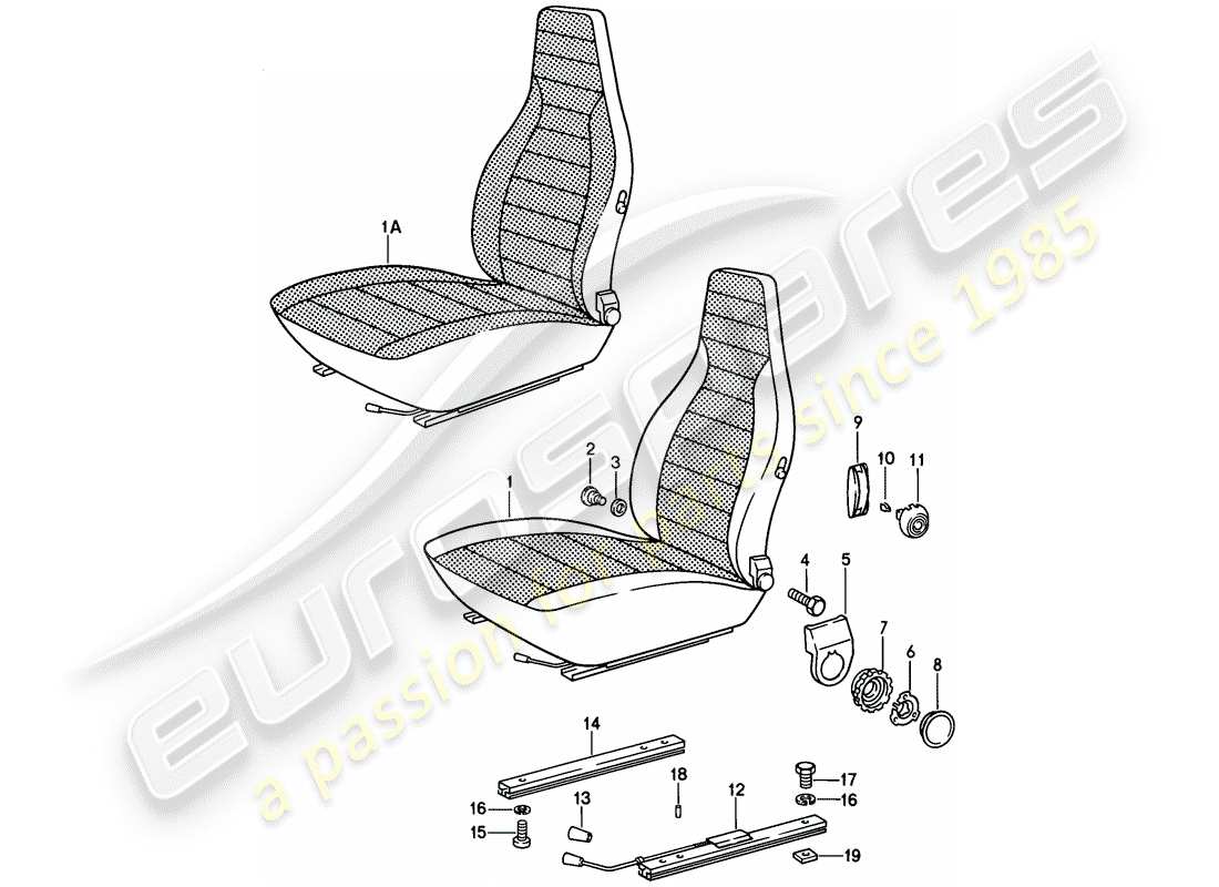 porsche 1978 (928) asiento delantero - diagrama de piezas completo