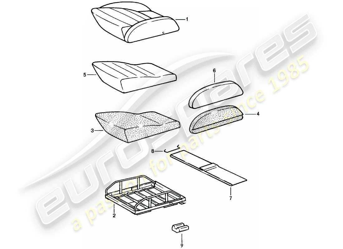 porsche 1982 (911) asiento deportivo - cojín de asiento - piezas individuales - d >> - mj 1980 diagrama de piezas
