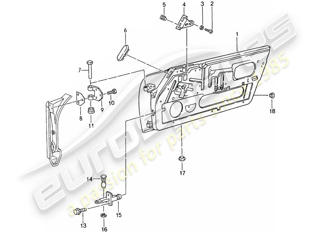 porsche 1996 (993) carcasa de la puerta diagrama de piezas