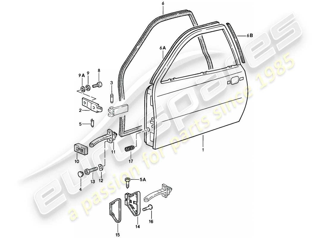 porsche 1977 (924) puerta diagrama de piezas