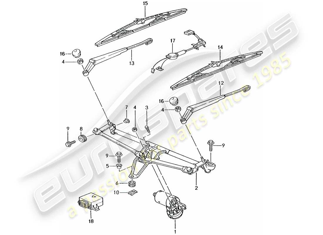 porsche 2005 (996) sistema limpiaparabrisas compl. - sensor de lluvia diagrama de piezas