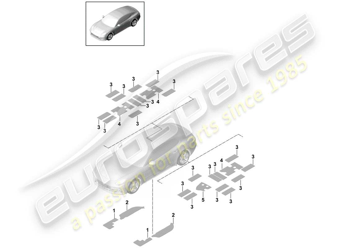 porsche 2017 (panamera 971-1) absorbente de sonido diagrama de piezas