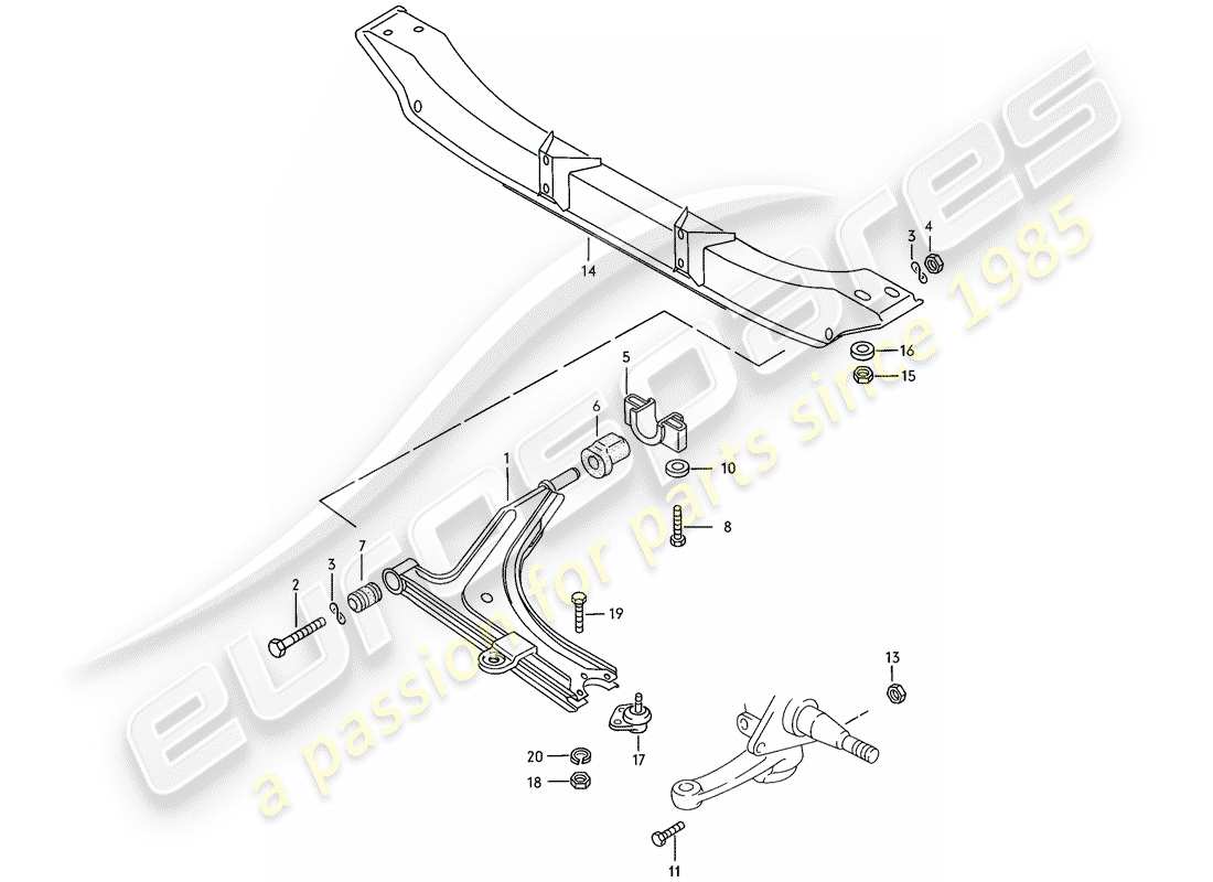porsche 1978 (924) brazo estabilizador de vía - travesaño diagrama de piezas