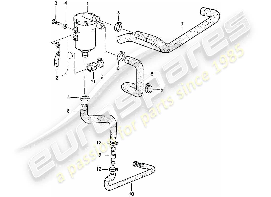porsche 1987 (911) separador de aceite diagrama de piezas