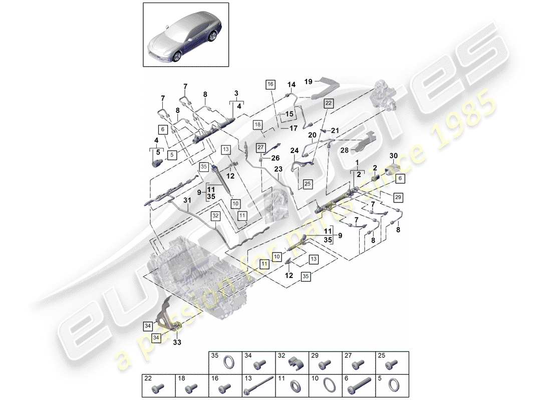 porsche 2019 (panamera 971-1) tubo de recogida de combustible diagrama de piezas