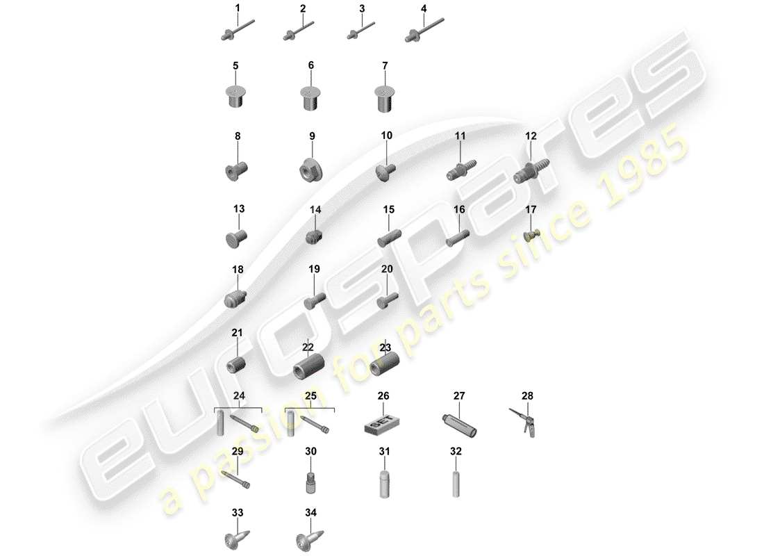 porsche 2018 (panamera 971-1) diagrama de piezas de sujetadores