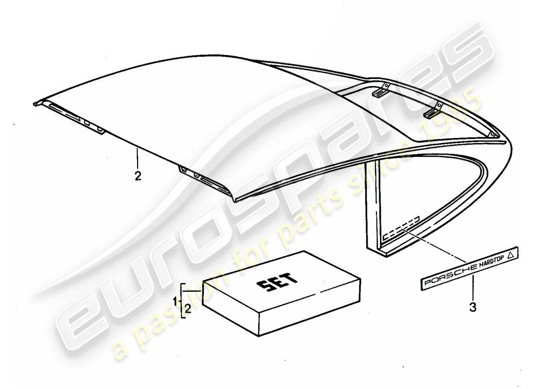 porsche 1987 (tequipment) sistema de transporte de techo diagrama de piezas
