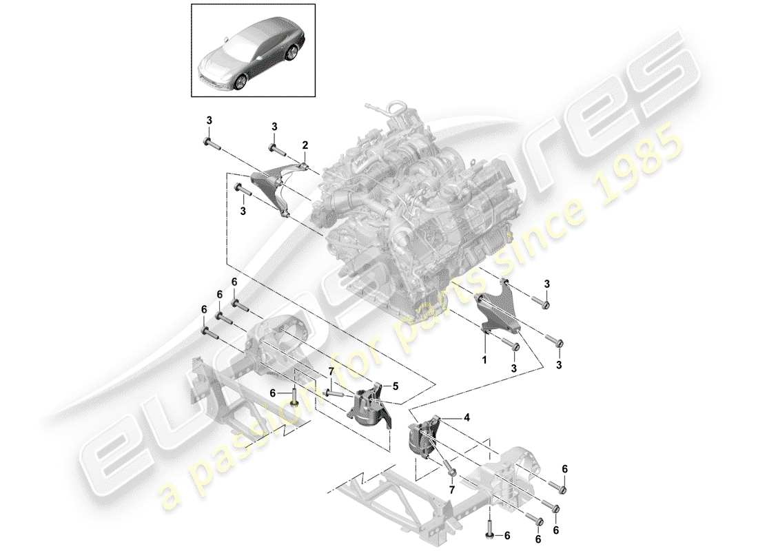 porsche 2019 (panamera 971-1) dispositivo de elevación del motor diagrama de piezas