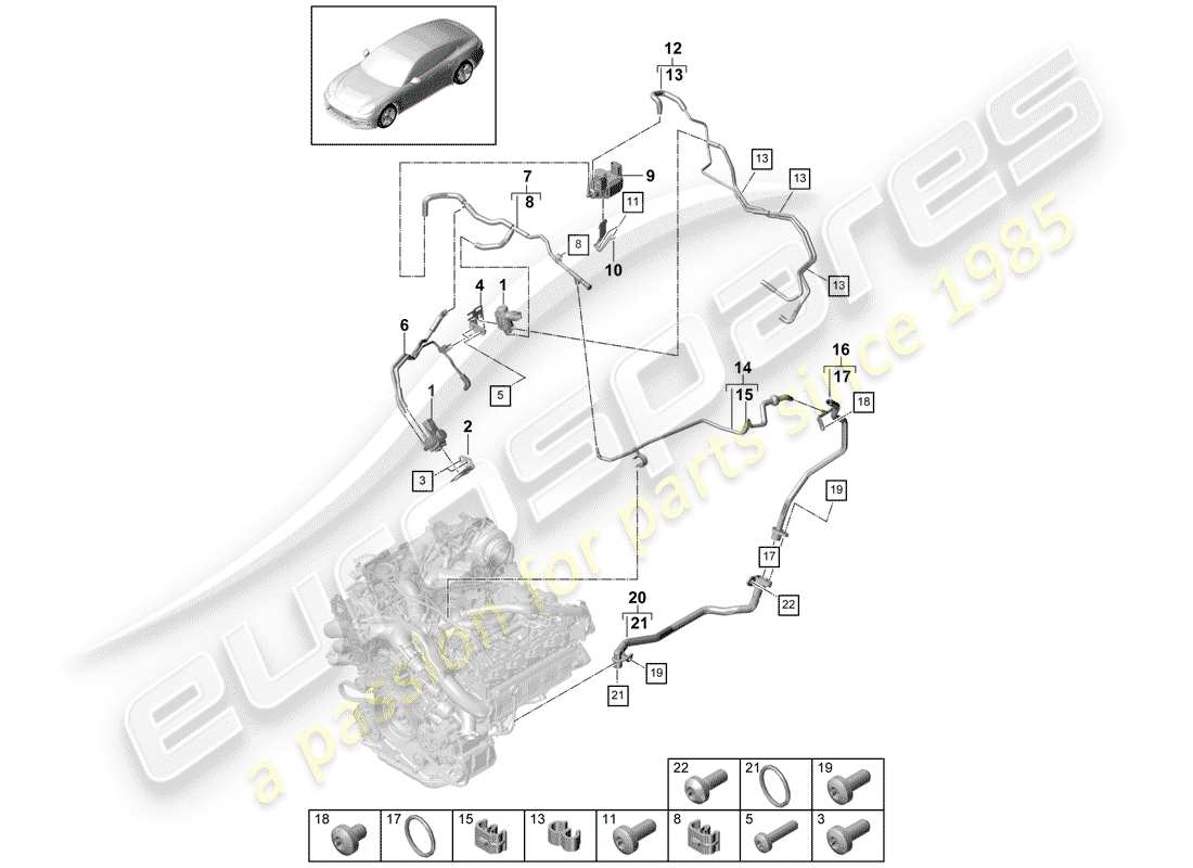 porsche 2020 (panamera 971-1) sistema de vacío diagrama de piezas