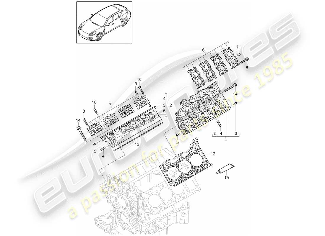 porsche 2013 (panamera 970) cabeza de cilindro diagrama de piezas