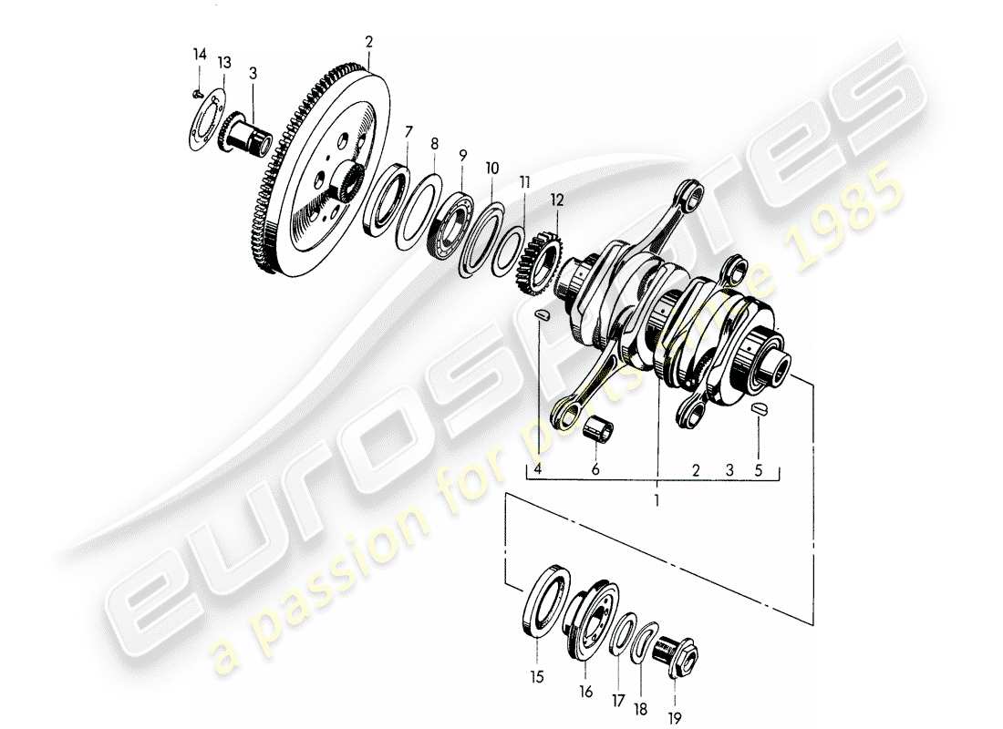 porsche 1954 (356/356a) cigüeñal - m 90 501 >> 91 000 diagrama de piezas