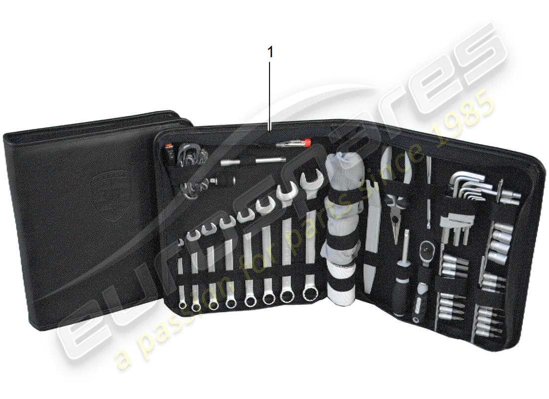 porsche tequipment macan (2019) diagrama de piezas de la bolsa del kit de herramientas