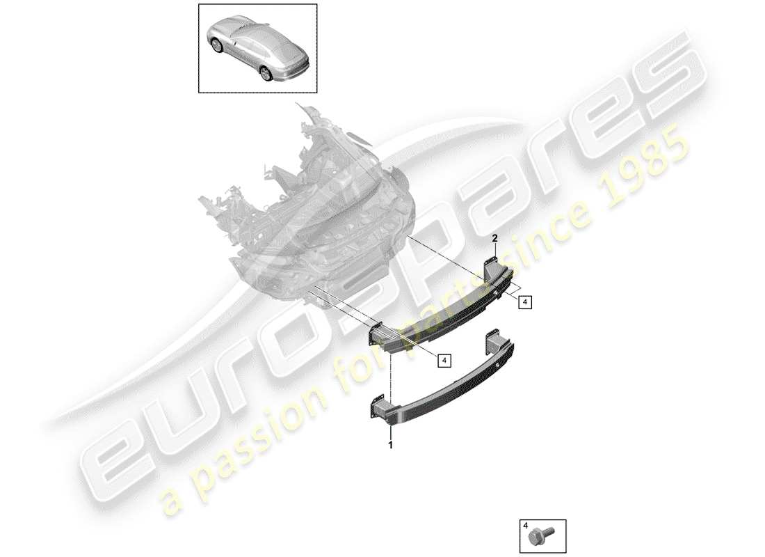 porsche 2018 (panamera 971-1) diagrama de piezas del soporte de parachoques