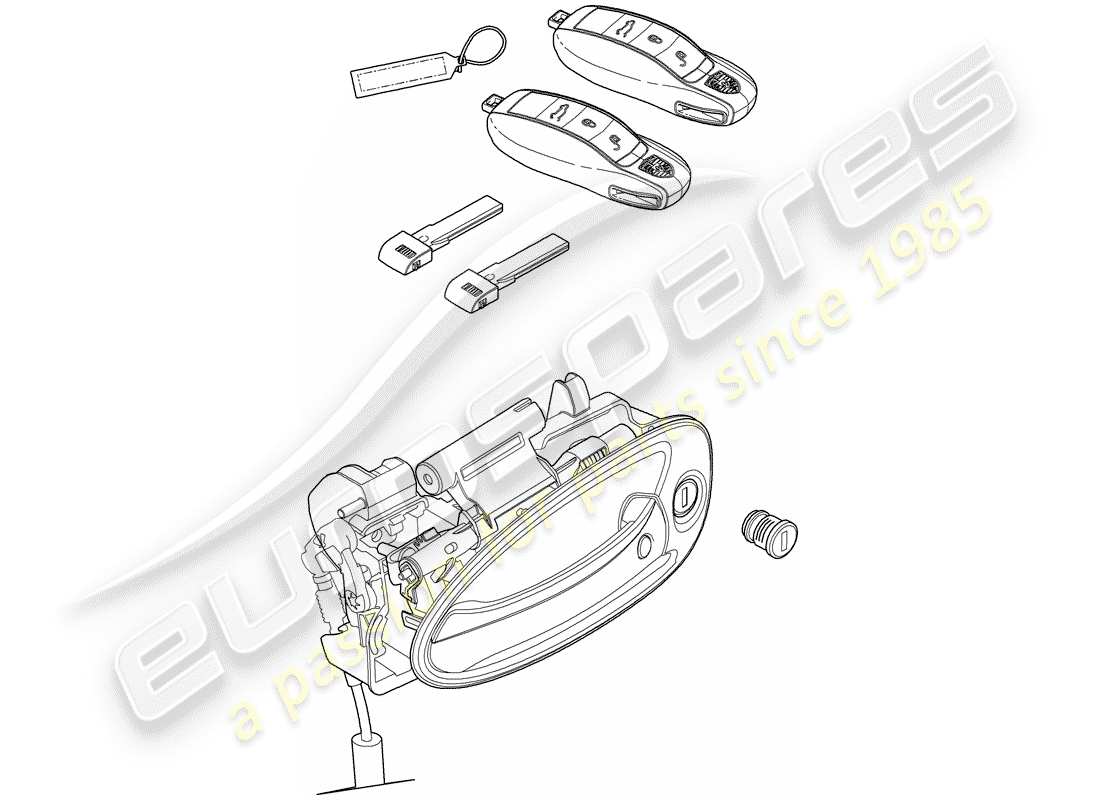 porsche 2013 (panamera 970) juego de cerraduras diagrama de piezas