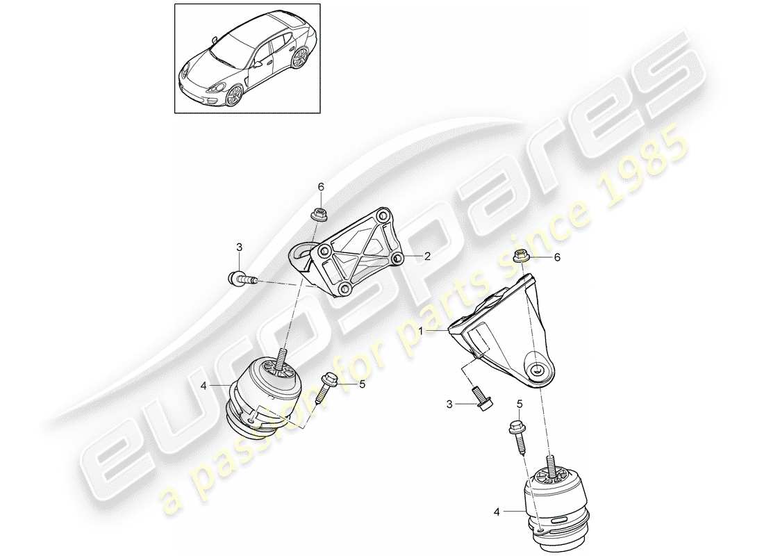 porsche 2013 (panamera 970) suspensión del motor diagrama de piezas