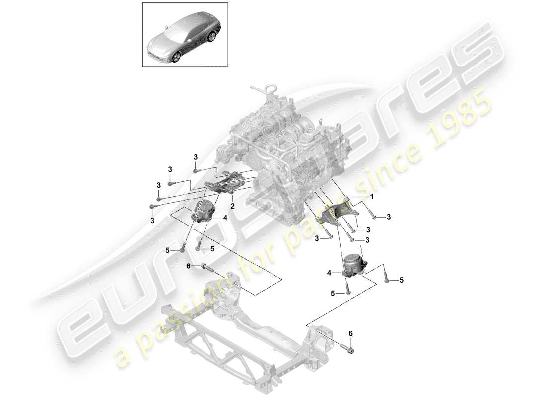 porsche 2018 (panamera 971-1) dispositivo de elevación del motor diagrama de piezas