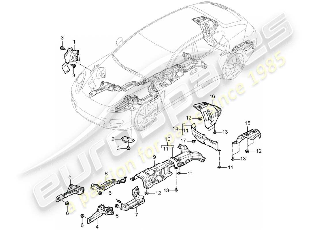 porsche 2011 (panamera 970) adornos diagrama de piezas