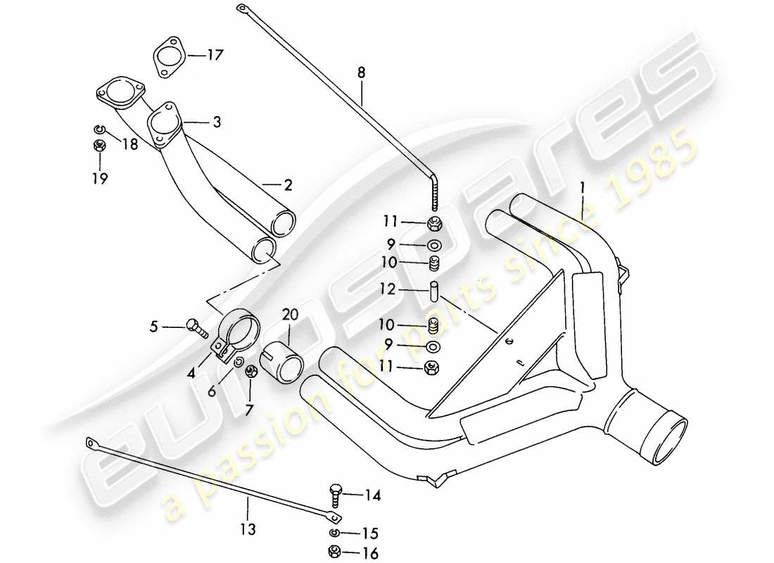 porsche 1964 (356b/356c) sistema de escape - versión deportiva - solo - para - pista de carreras diagrama de piezas