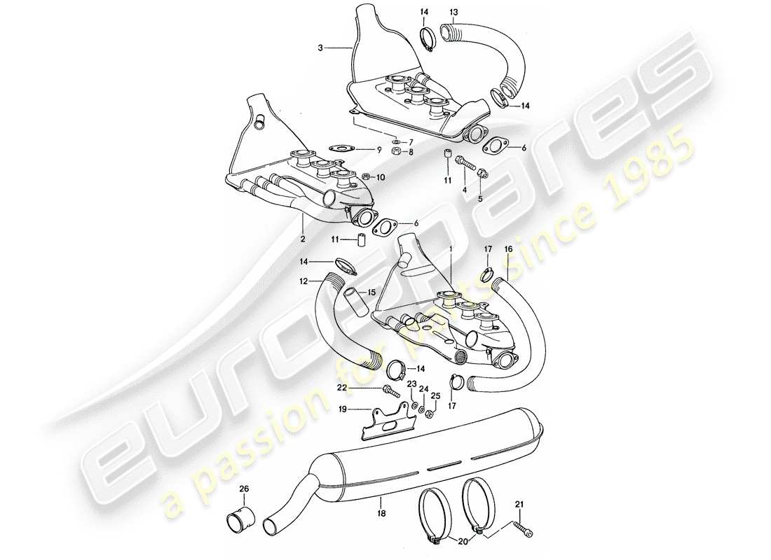 porsche 1977 (911) sistema de escape - d - mj 1974>> - d - mj 1974>> - mj 1974 diagrama de piezas