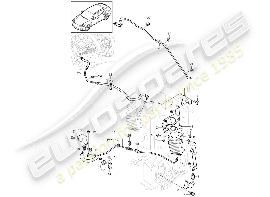porsche 2013 (panamera 970) mecanismo de control diagrama de piezas