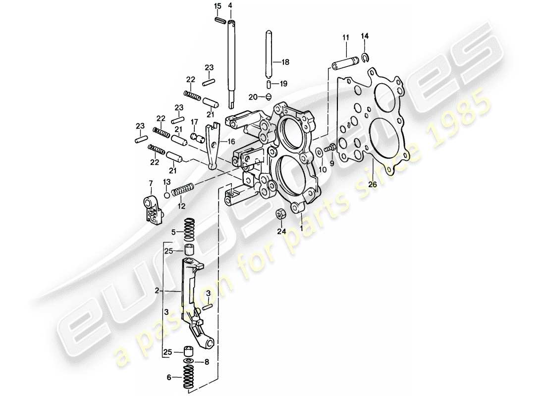 porsche 1987 (911) placa tensora - dispositivo de bloqueo del control de cambios - 5-speed diagrama de piezas