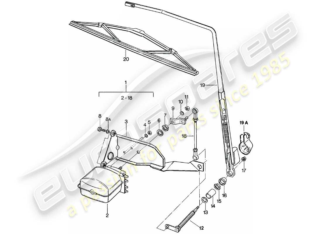 porsche 1981 (911) limpiaparabrisas trasero diagrama de piezas