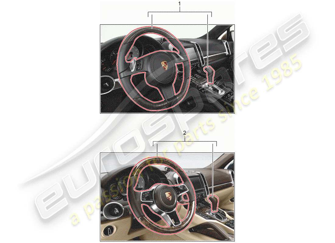 porsche 2010 (tequipment cayenne) volante multifunción diagrama de piezas