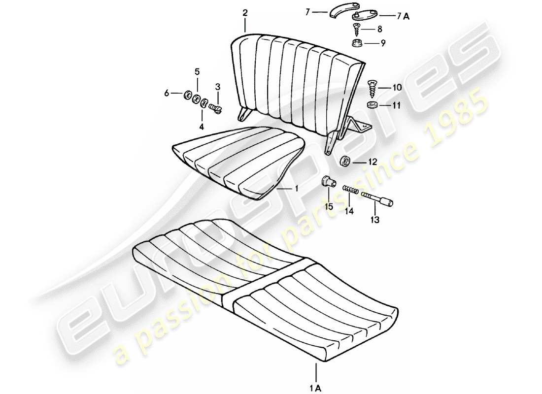 porsche 1981 (911) cojín del asiento trasero - respaldo del asiento de emergencia - respaldo del asiento de emergencia - ver grupo - 8/07/07 esquema de piezas