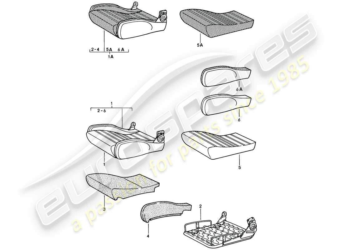 porsche 1981 (928) asiento deportivo - cojín de asiento - piezas individuales - d - mj 1980>> esquema de piezas