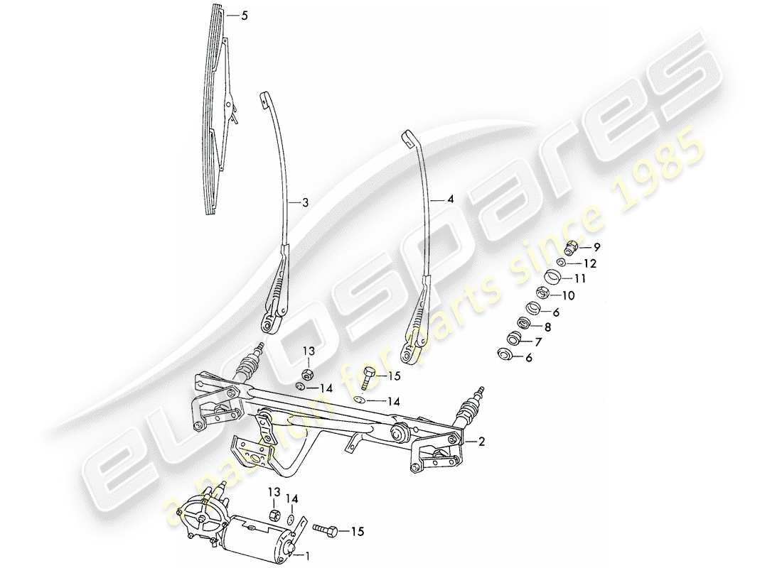 porsche 1972 (911) sistema de limpiaparabrisas diagrama de piezas