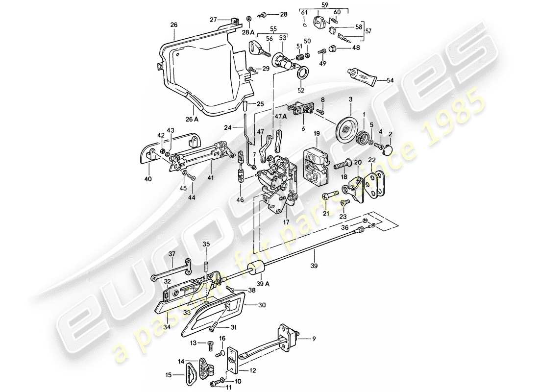 porsche 1983 (928) piezas de instalación - para - puerta diagrama de piezas