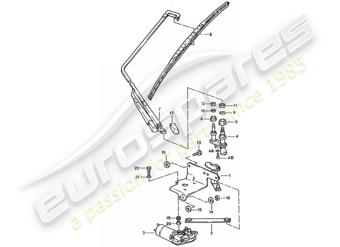 porsche 1993 (928) limpiaparabrisas trasero diagrama de piezas