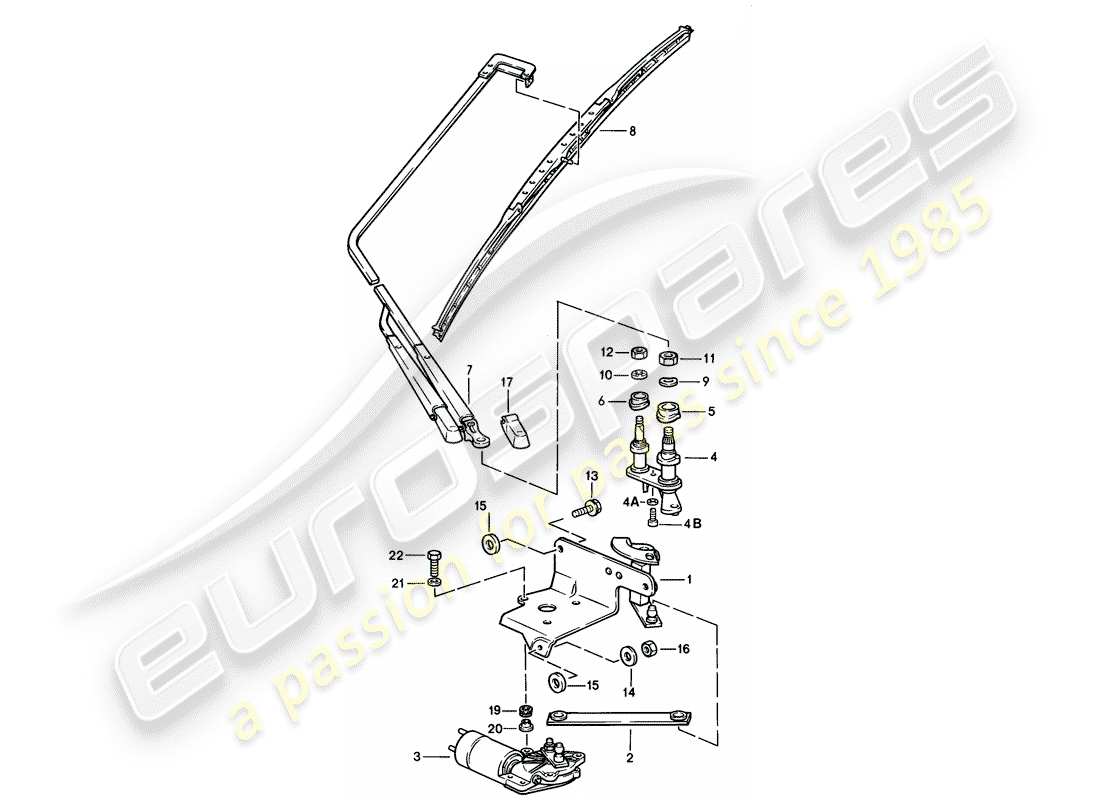 porsche 1983 (928) limpiaparabrisas trasero diagrama de piezas