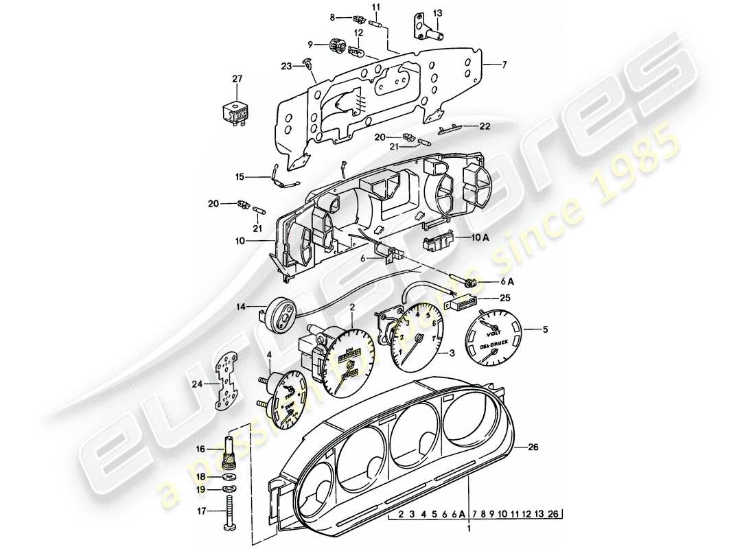 porsche 1983 (928) combinación de instrumentos diagrama de piezas