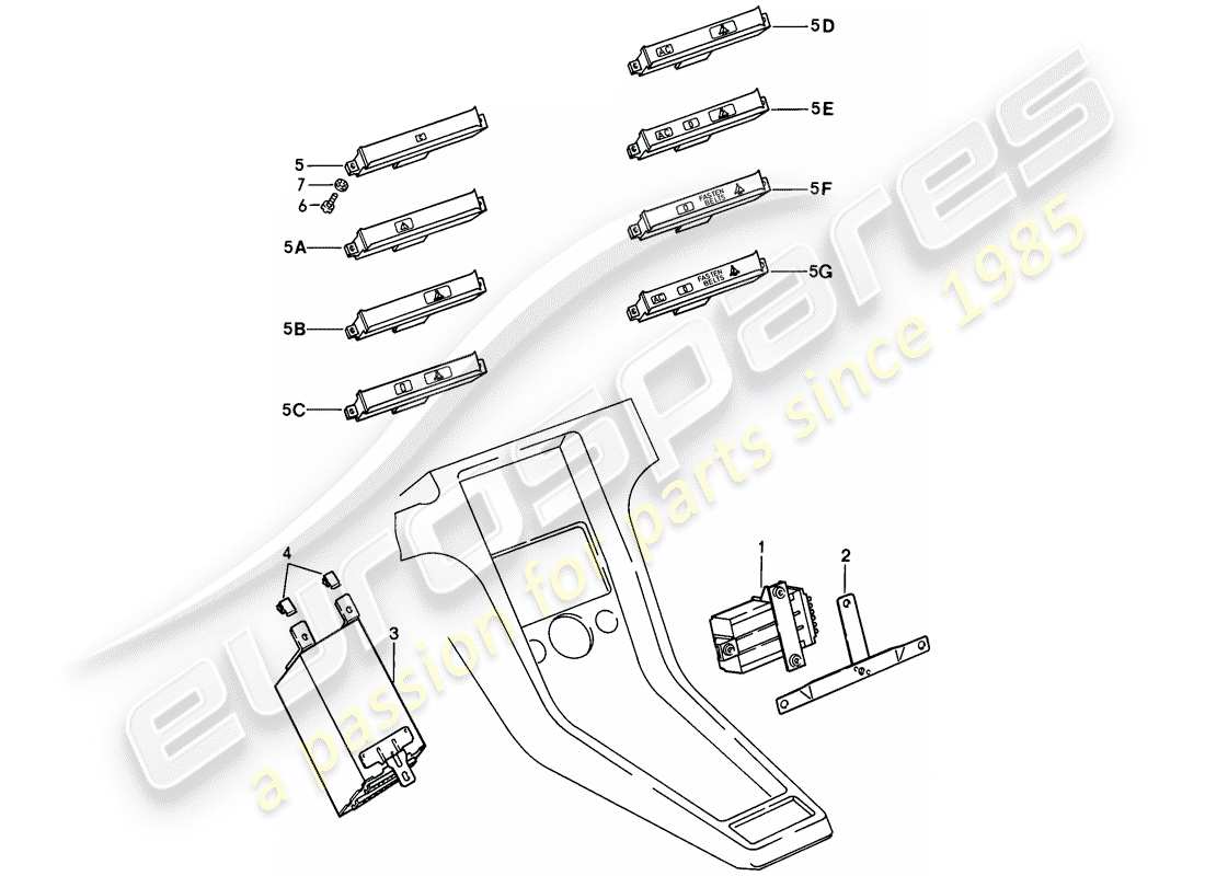 porsche 1982 (928) indicador central diagrama de piezas