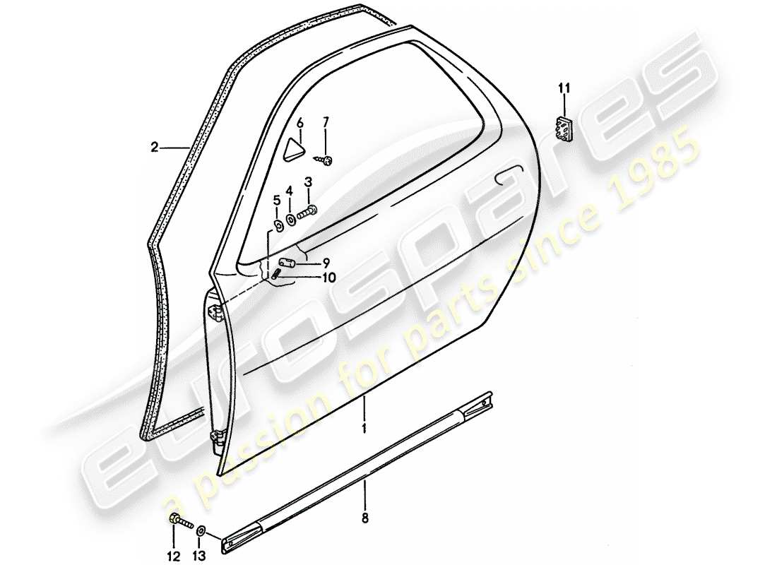 porsche 1994 (928) carcasa de la puerta diagrama de piezas