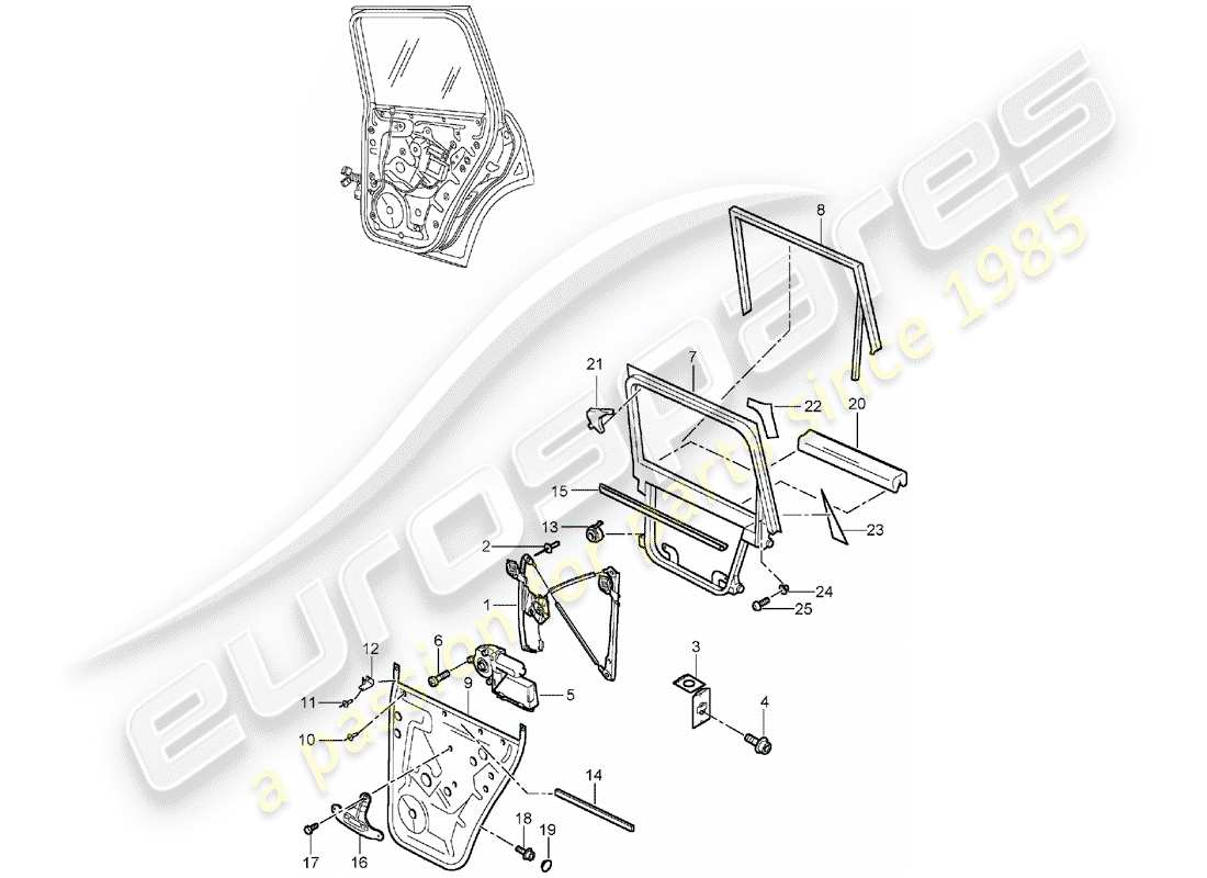 porsche 2005 (cayenne e1 9pa) regulador de ventana diagrama de piezas