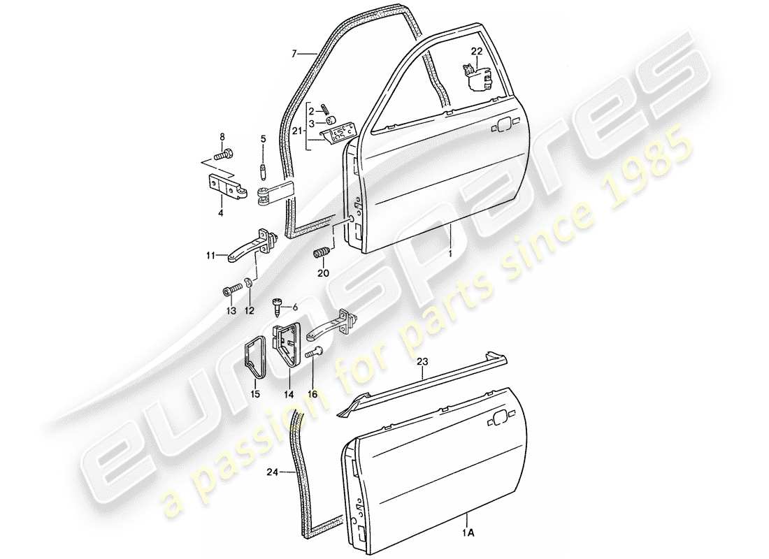 porsche 1990 (944) puerta diagrama de piezas
