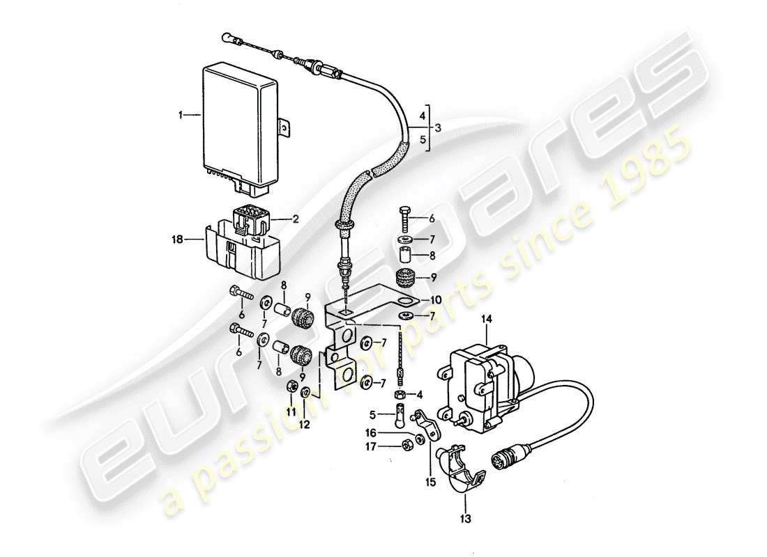 porsche 1992 (928) sistema de control de crucero diagrama de piezas