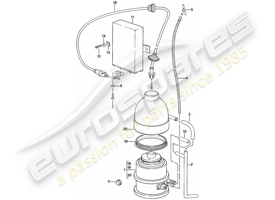 porsche 1984 (928) sistema de control de crucero diagrama de piezas