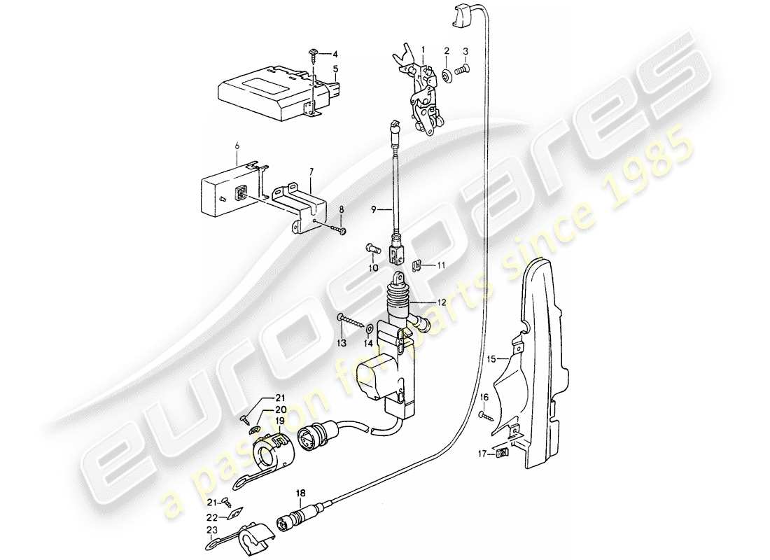 porsche 1989 (964) sistema de cierre centralizado diagrama de piezas